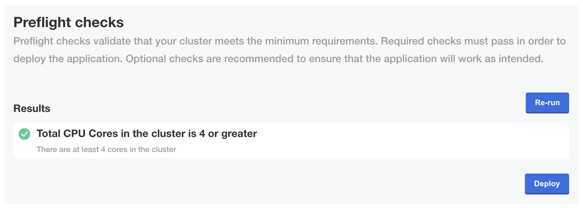 Preflight checks in Admin Console showing fail message